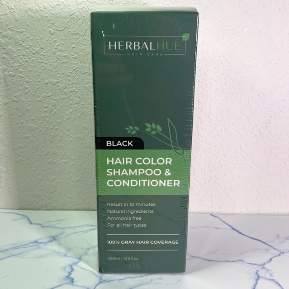 NEW Herbal Hue Hair Care Shampoo + Conditioner for Black Hair Color UNISEX - Picture 1 of 8